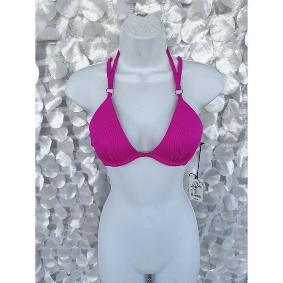 Shade & Shore 34 B Hot Pink MAGENTA Bikini TOP Lightly Lined NWT - Picture 1 of 8